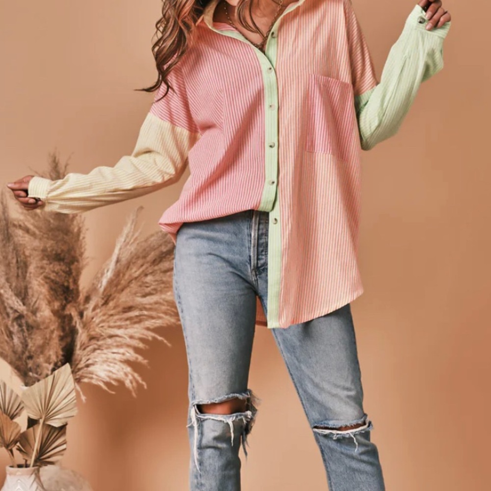Bright neon button down - NWOT